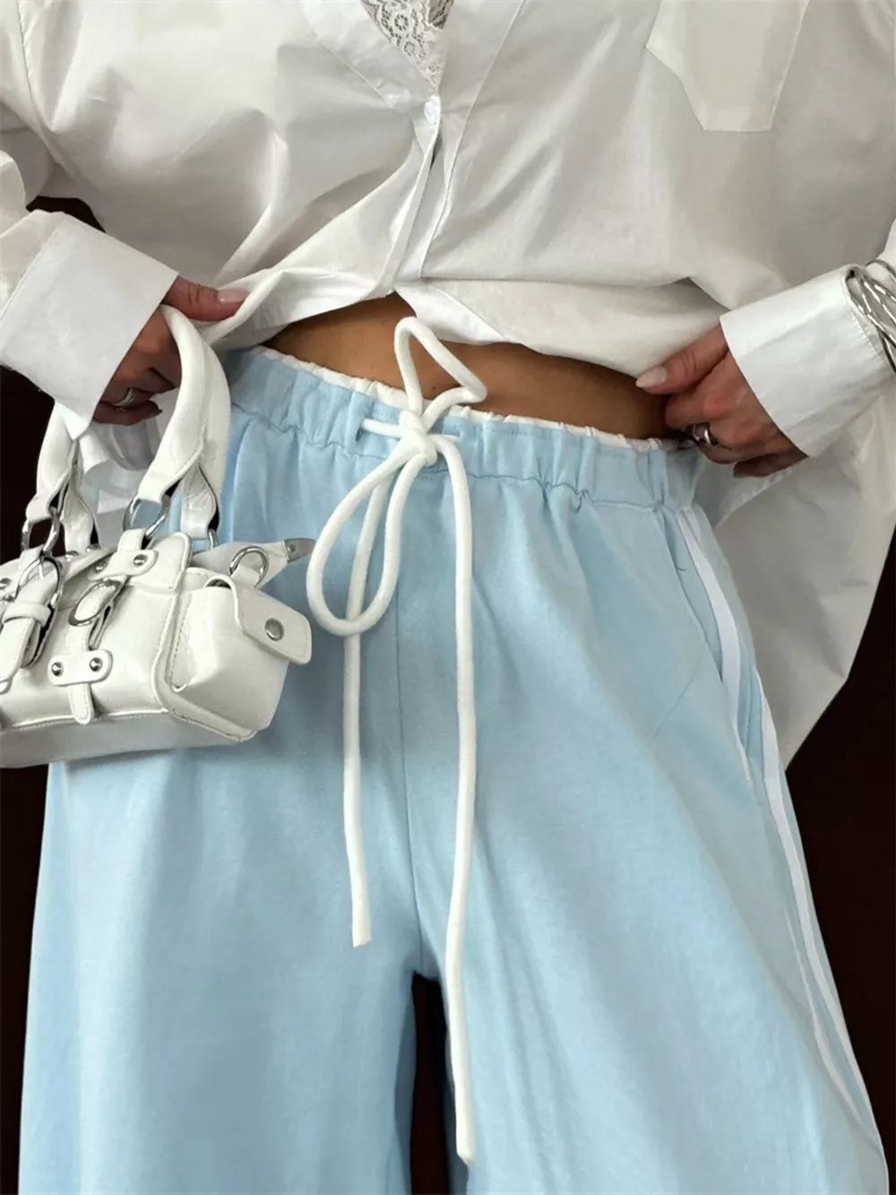 Side Stripes High-Waisted Wide-Leg Sweatpants, image 16