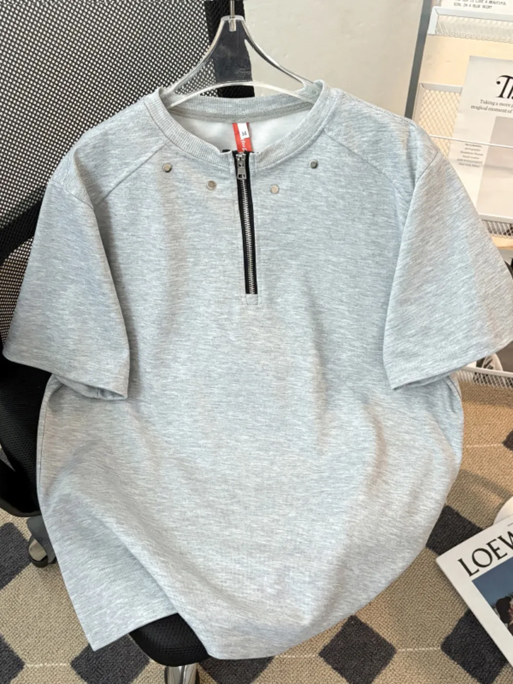Men's Plus Size Quarter-Zip Short Sleeve T-Shirt, image 3