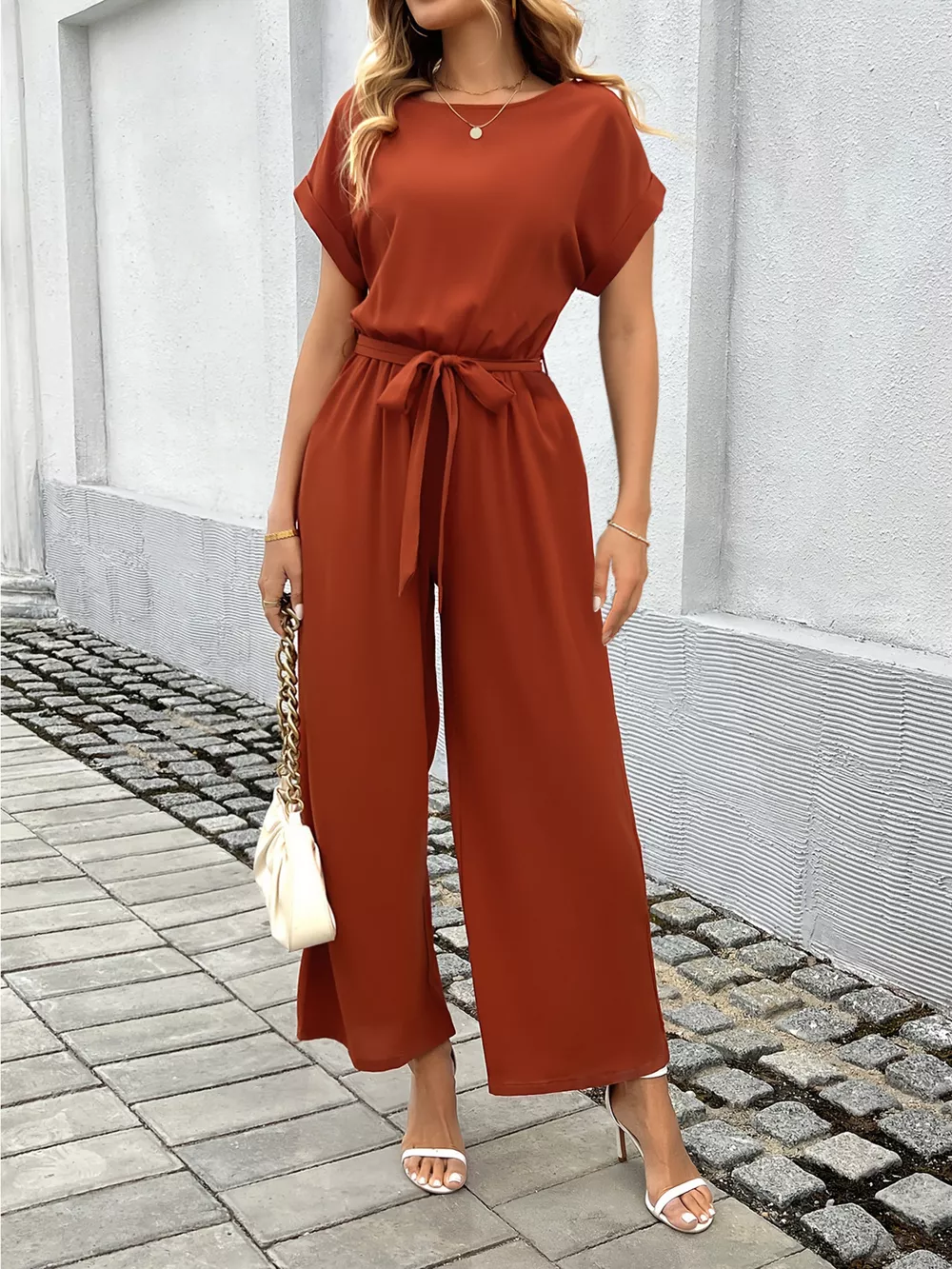 Tie Waist Wide Leg Jumpsuit, image 2