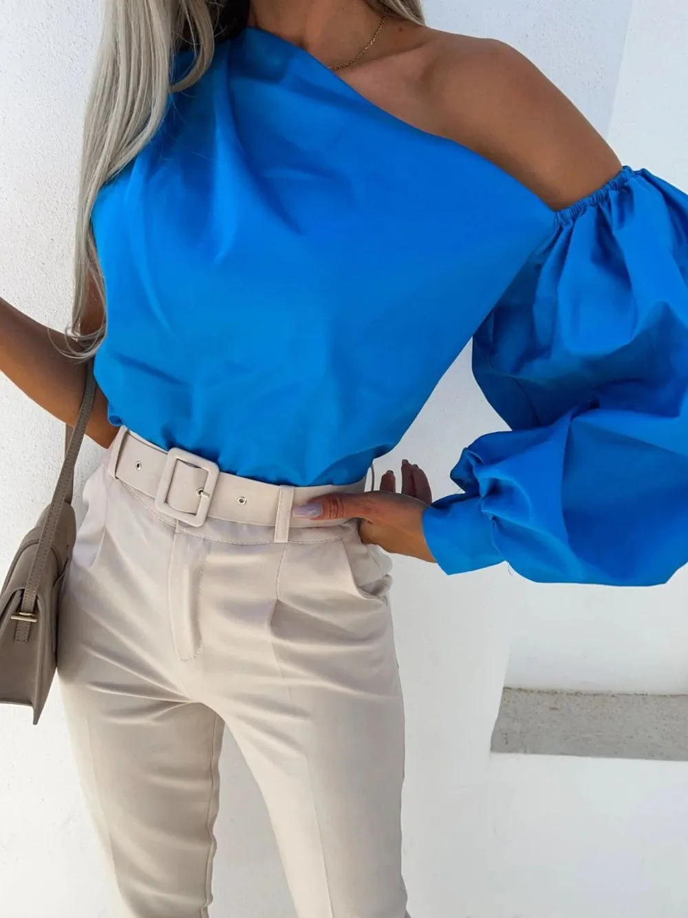 One Shoulder Puff Sleeve Blouse, image 11