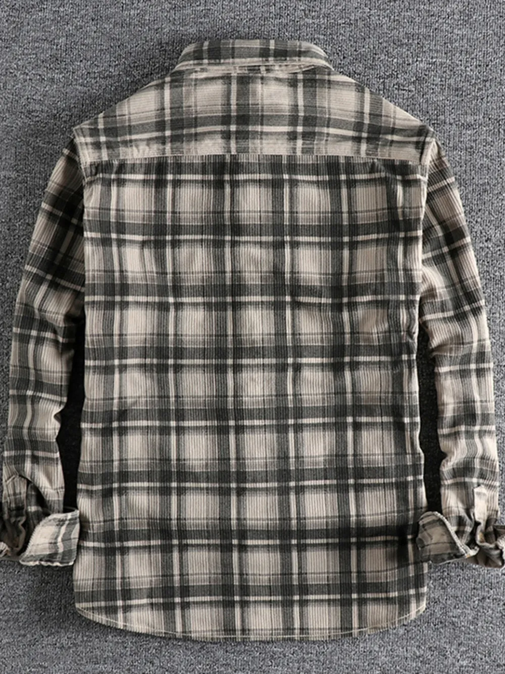 Men's Plus Size Button Down Plaid Corduroy Shirt with Chest Pockets, image 5
