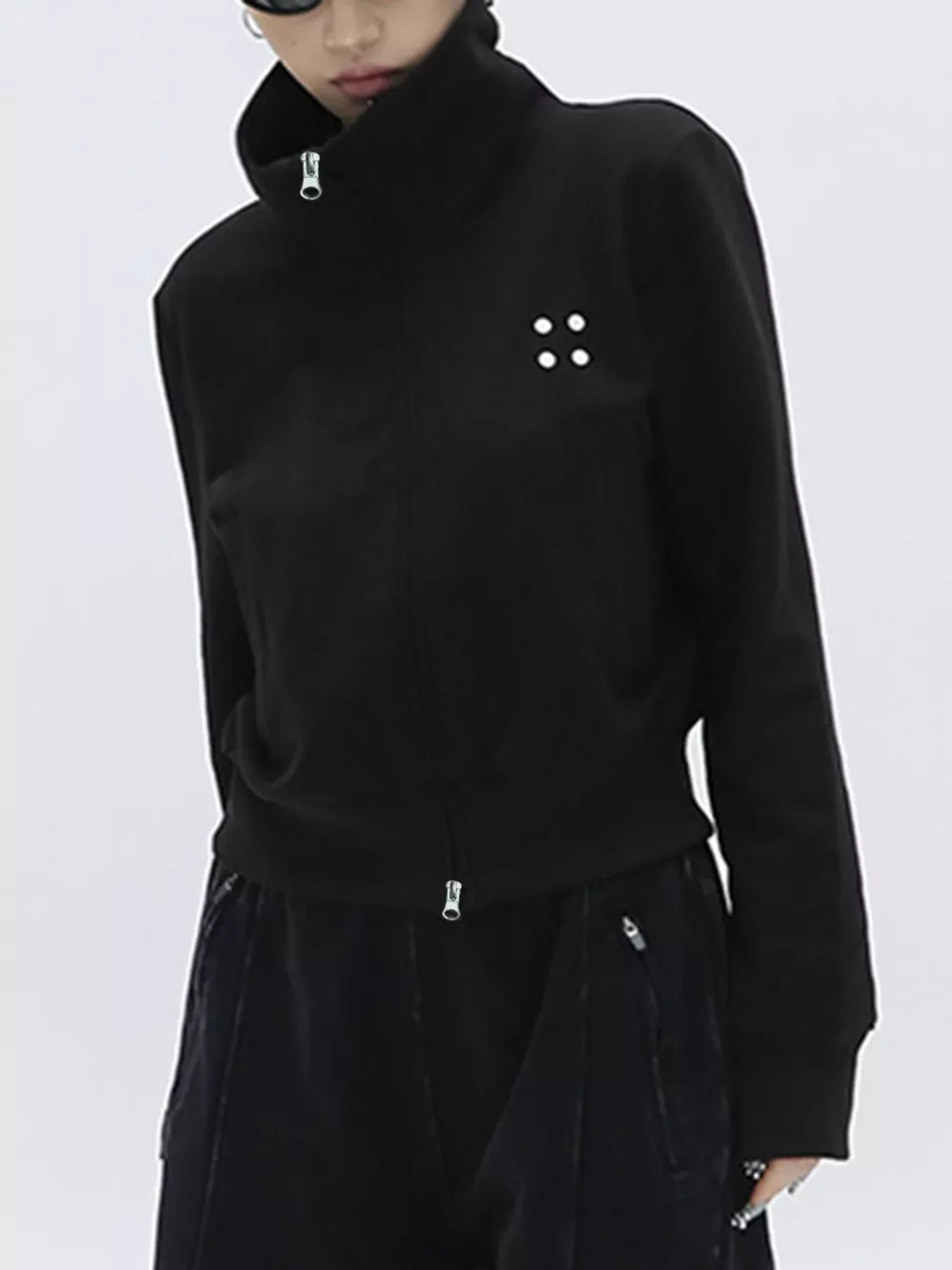 Casual Zip-Up Cropped Outerwear