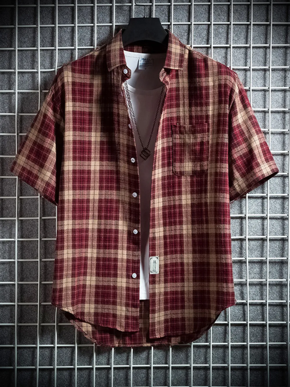 Men's Plus Size Casual Plaid Short Sleeve Shirt, image 2