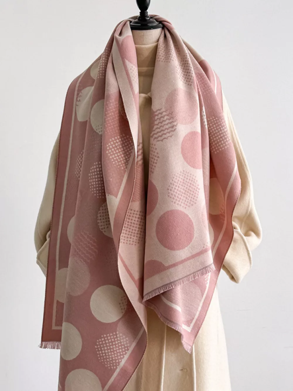 Polka Dot Raw Hem Scarf, image 2