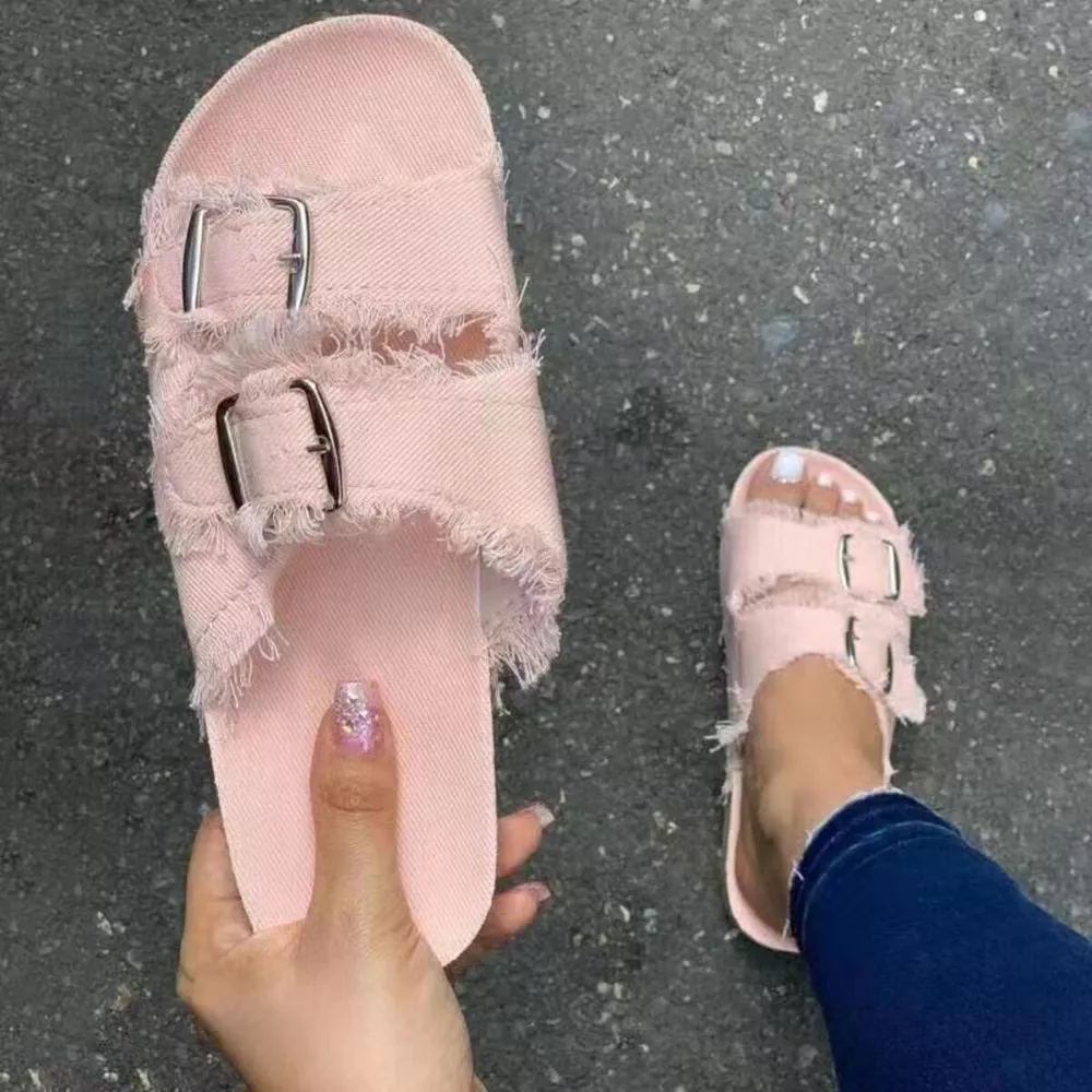 Frayed Edge Buckle Sandals, image 5