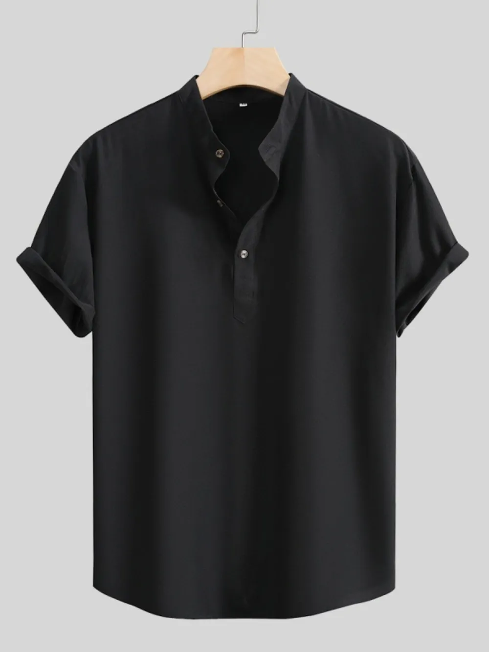 Men's Button Detail Short Sleeve Blouse