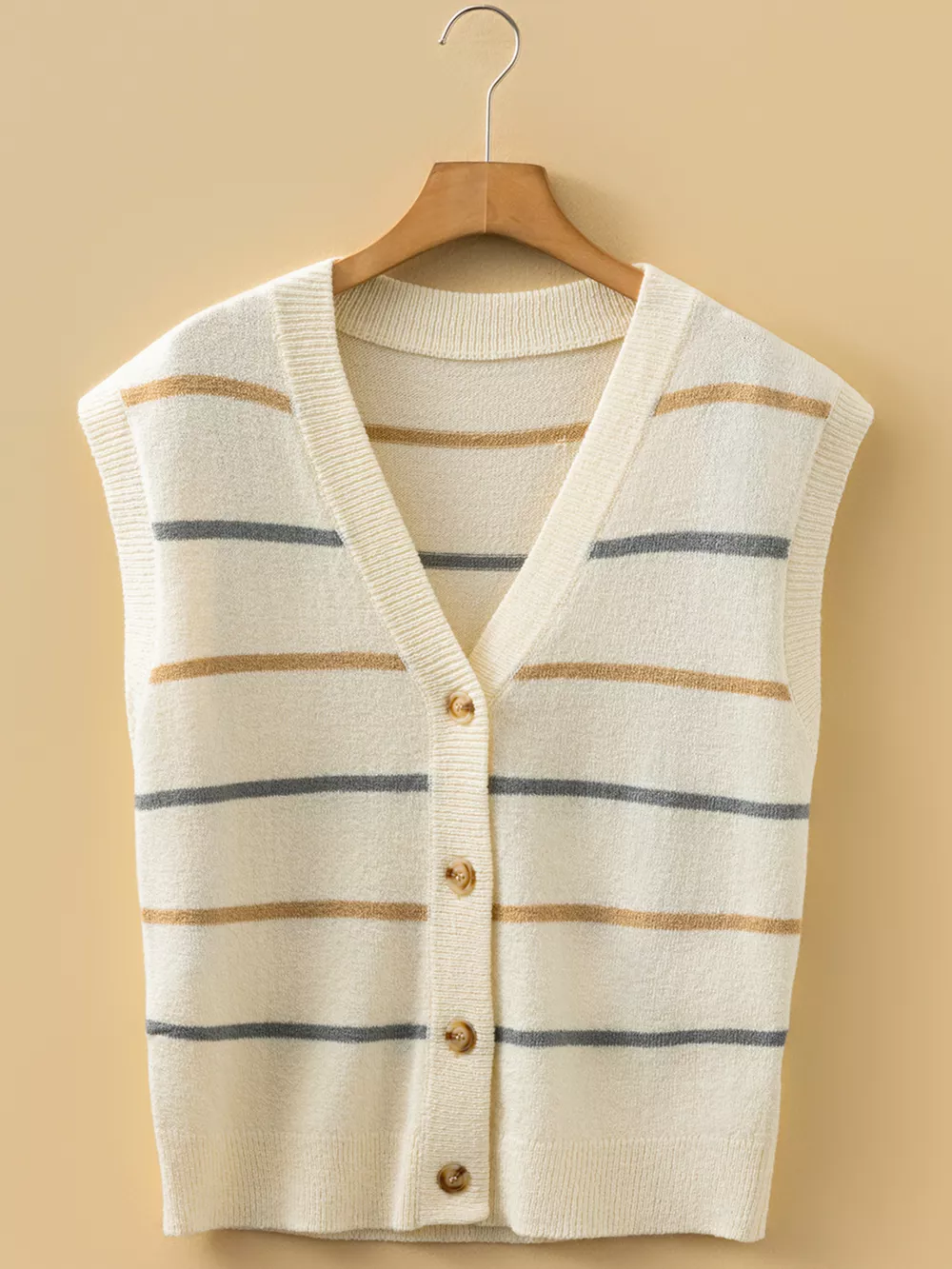 Striped Button-Down Sweater Vest, image 3