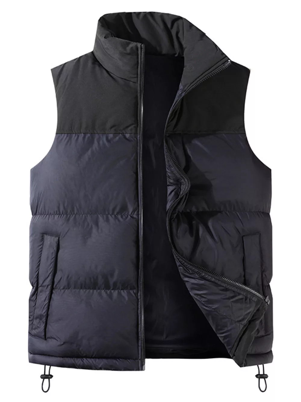 Men's Plus Size Sleeveless Stand Collar Vest with Drawstring Hem, image 5