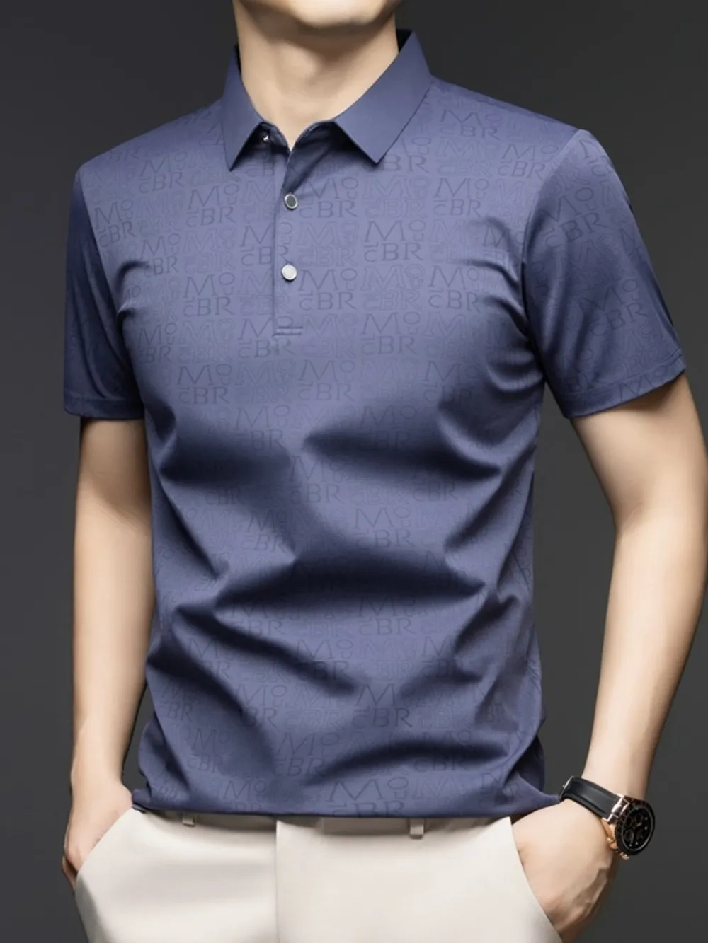 Men's Plus Size Button Detail Short Sleeve Polo, image 2