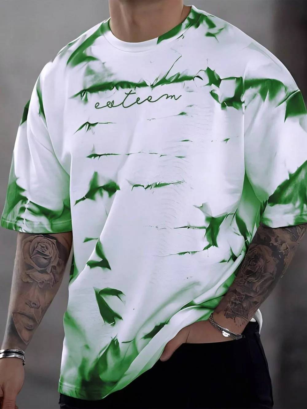 Men's Full Size Tie-Dye Round Neck T-Shirt Plus Size, image 5