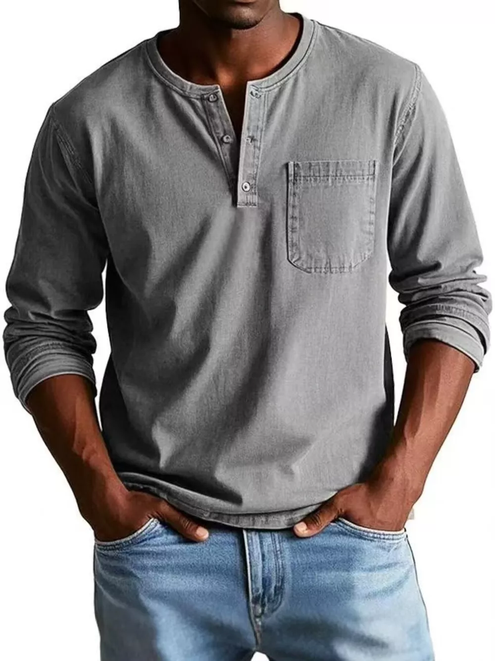 Full Size Button Detail Long Sleeve Top Plus Size, image 5