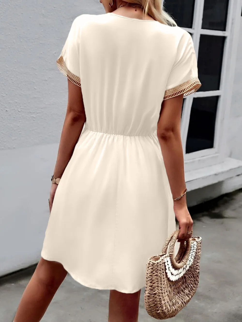 V-Neck Short Sleeve Mini Dress, image 13