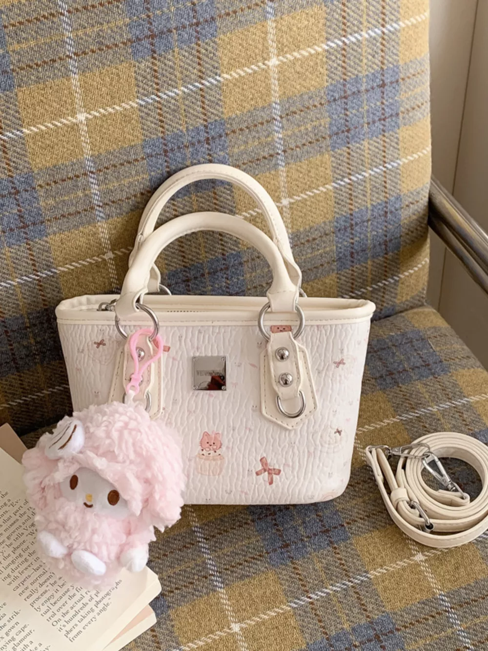 Plush Charm Patterned Crossbody Bag, image 5