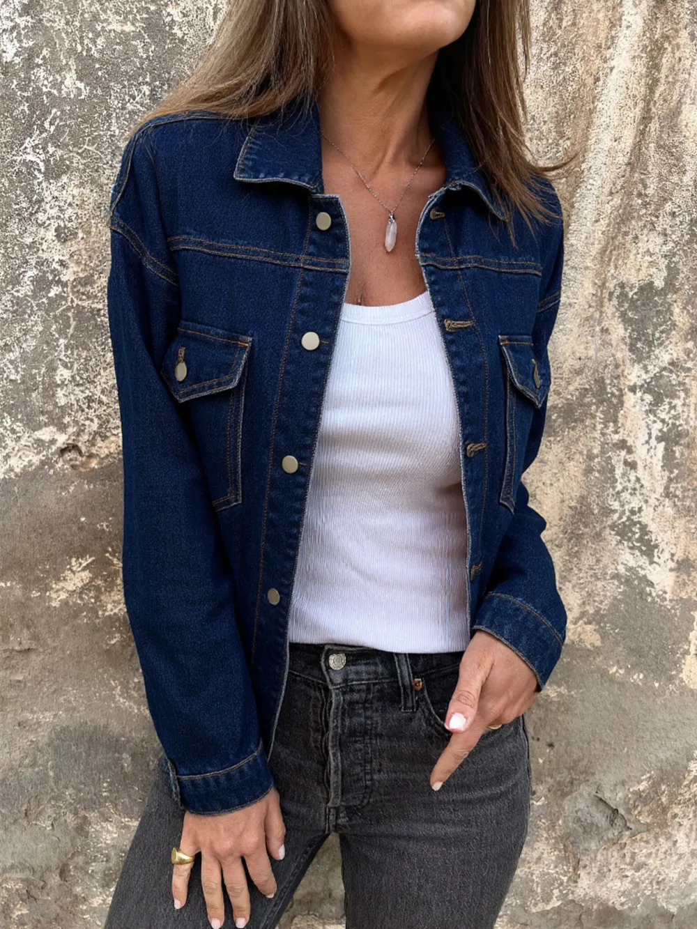 Button Up Long Sleeve Denim Jacket, image 6