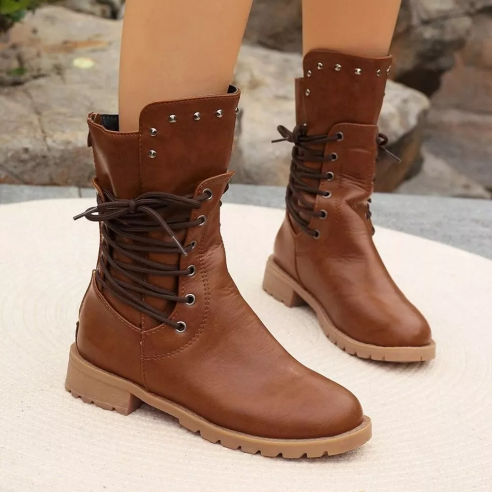 Studded Lace-Up Boots, image 7