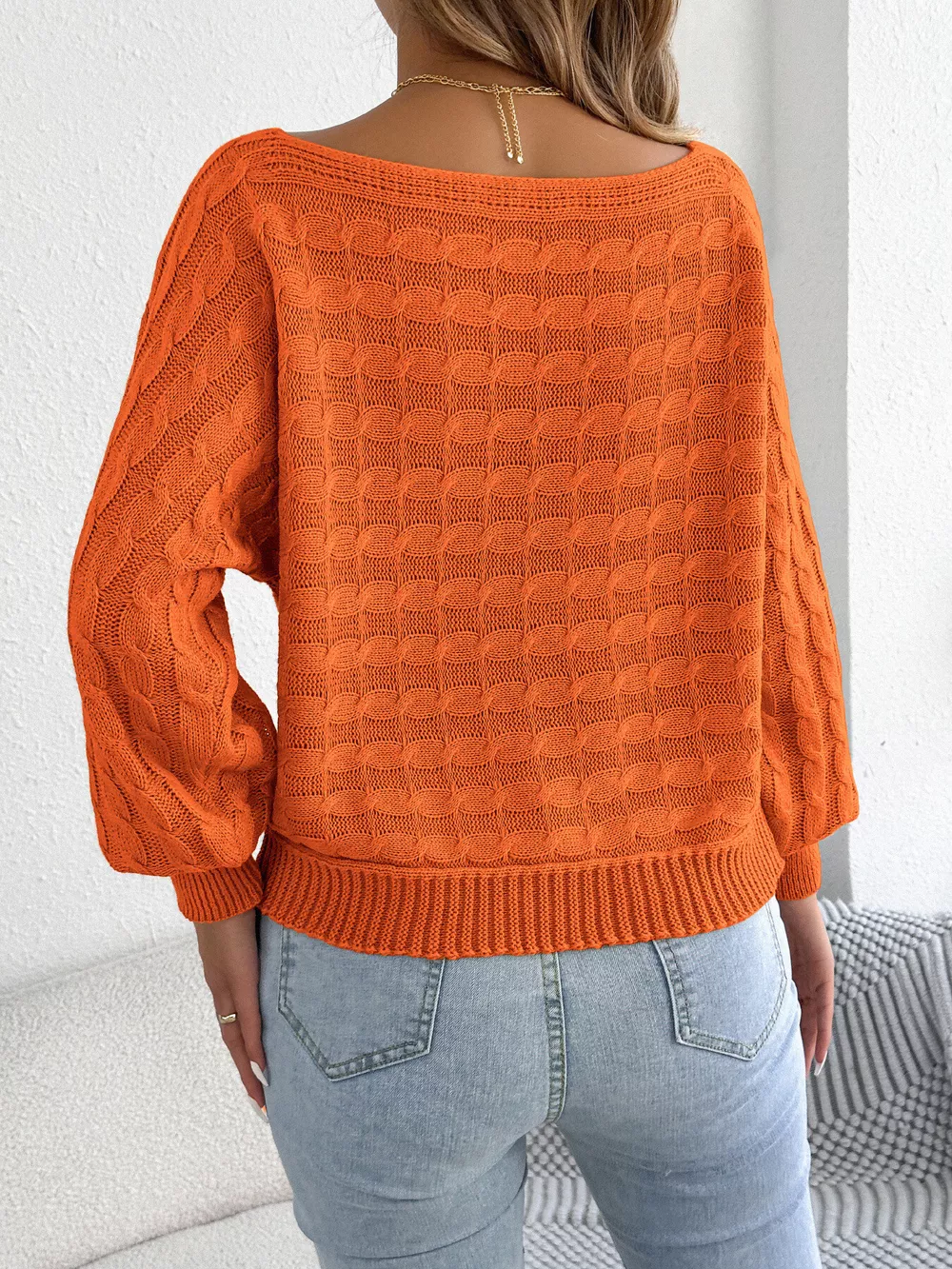 Cable Knit Boat Neck Sweater, image 14