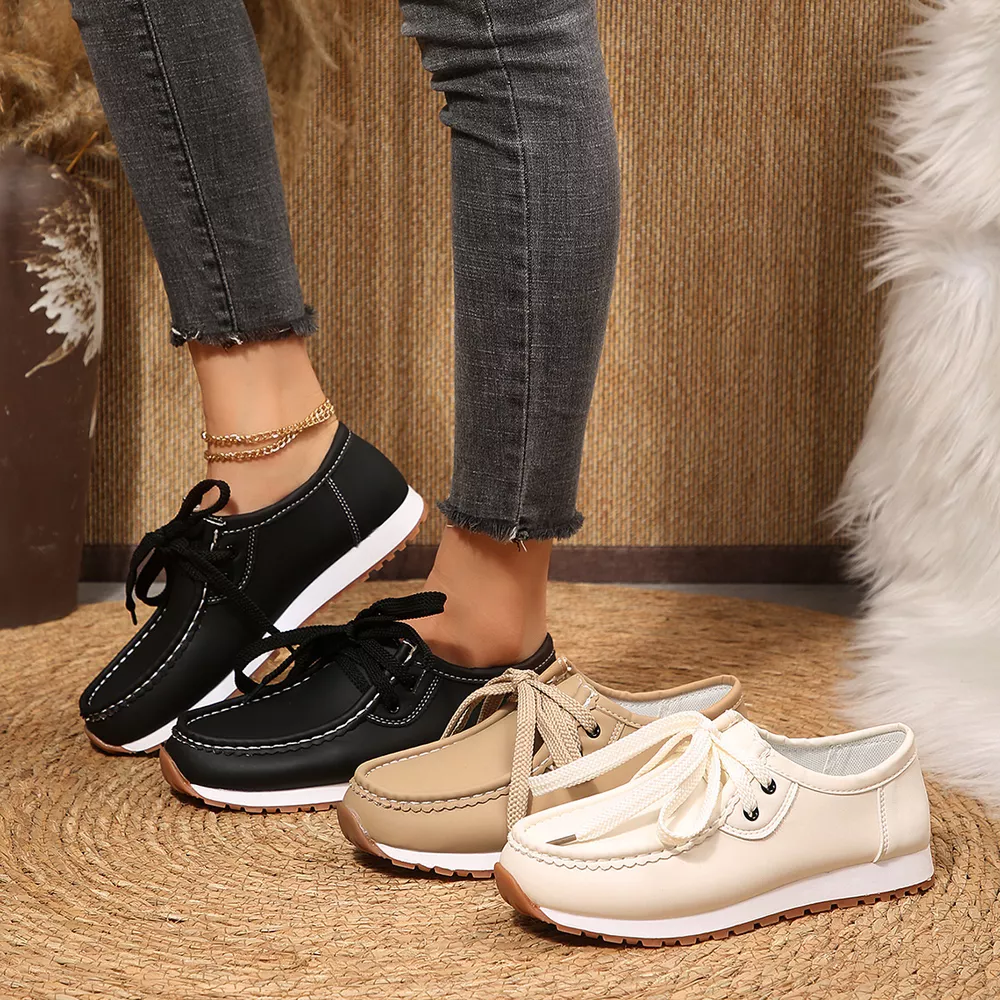 Round Toe Lace-Up Sneakers, image 2