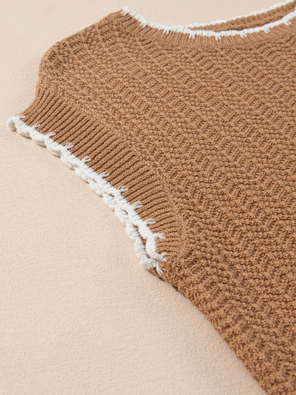 Contrast Trim Boxy Fit Sweater Vest, image 19