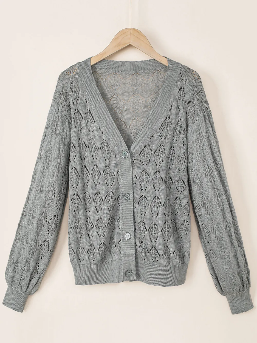 Buttoned Front Openwork Cardigan, image 15
