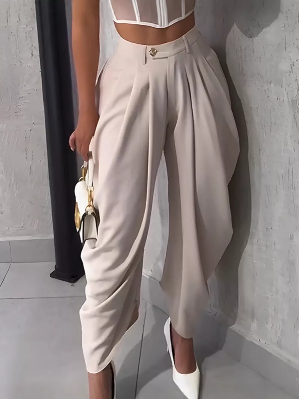 High-Waisted Wide Leg Pleated Pants