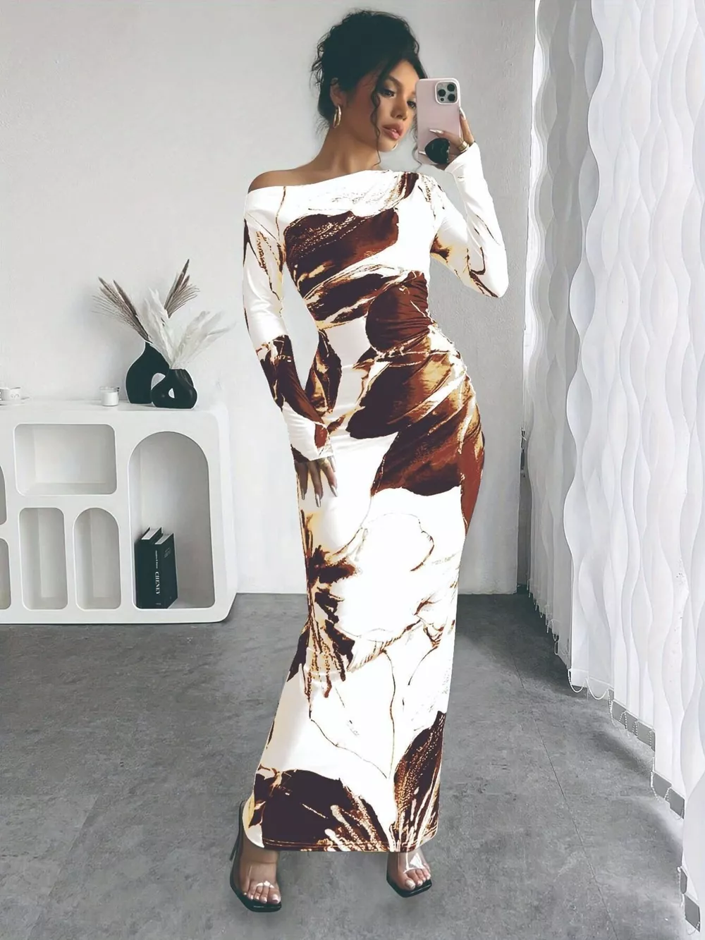 Floral Print One Shoulder Maxi Dress, image 18