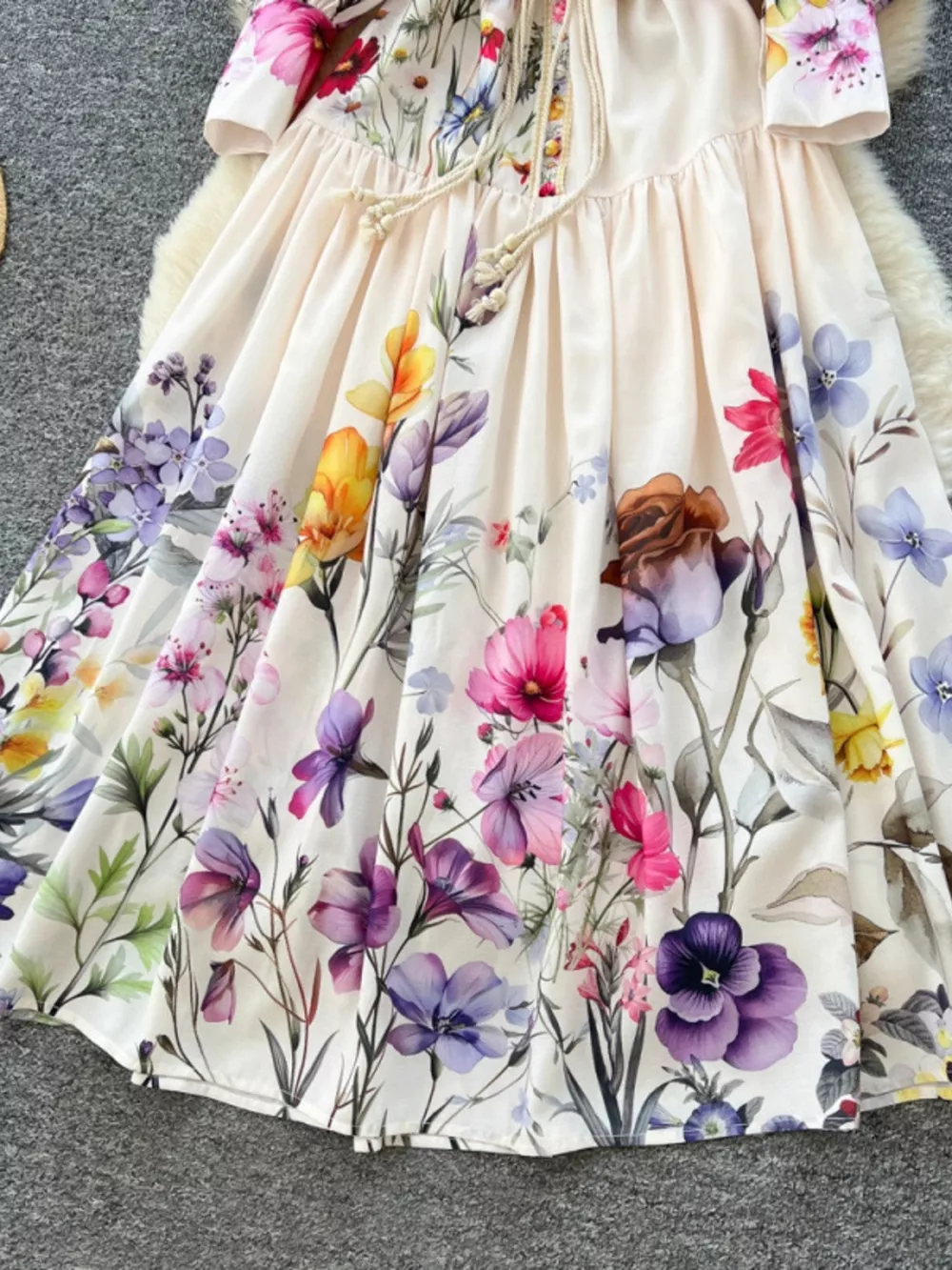 Floral Print Lantern Sleeve Midi Dress, image 5