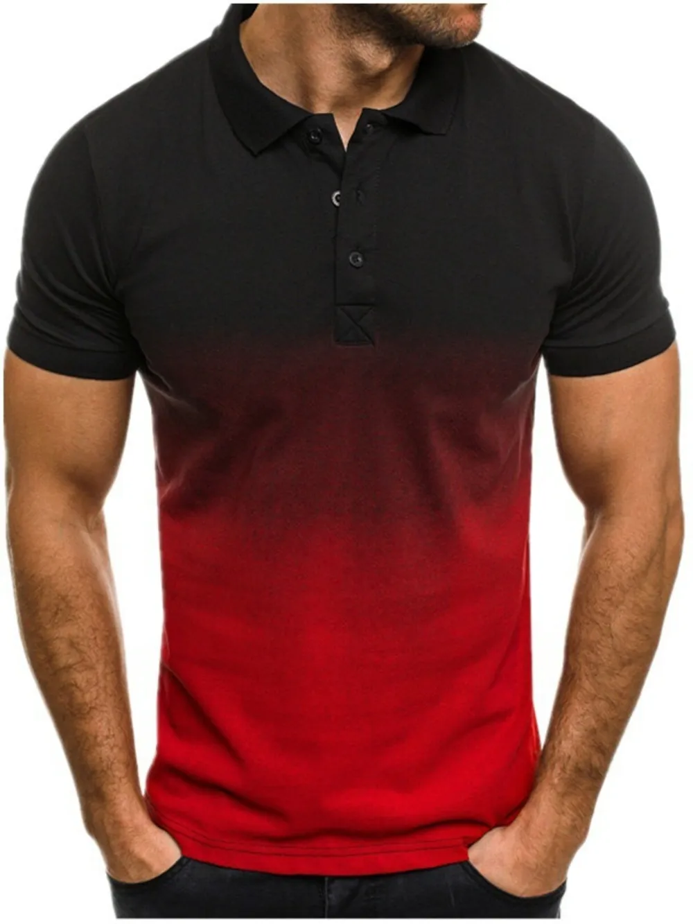 Men's Full Size Gradient Short Sleeve Polo Plus Size, image 4