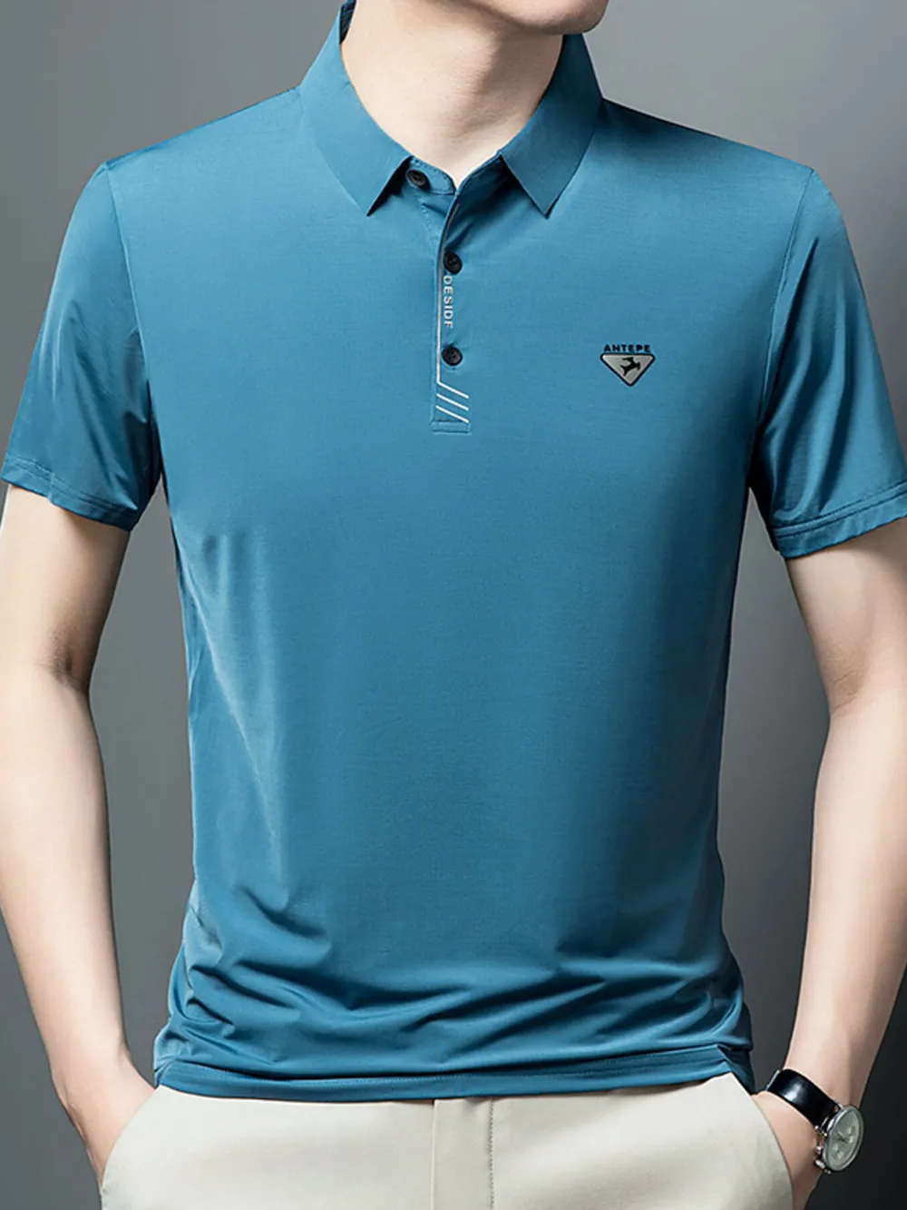 Men's Plus Size Collared Neck Short Sleeve Polo, image 4