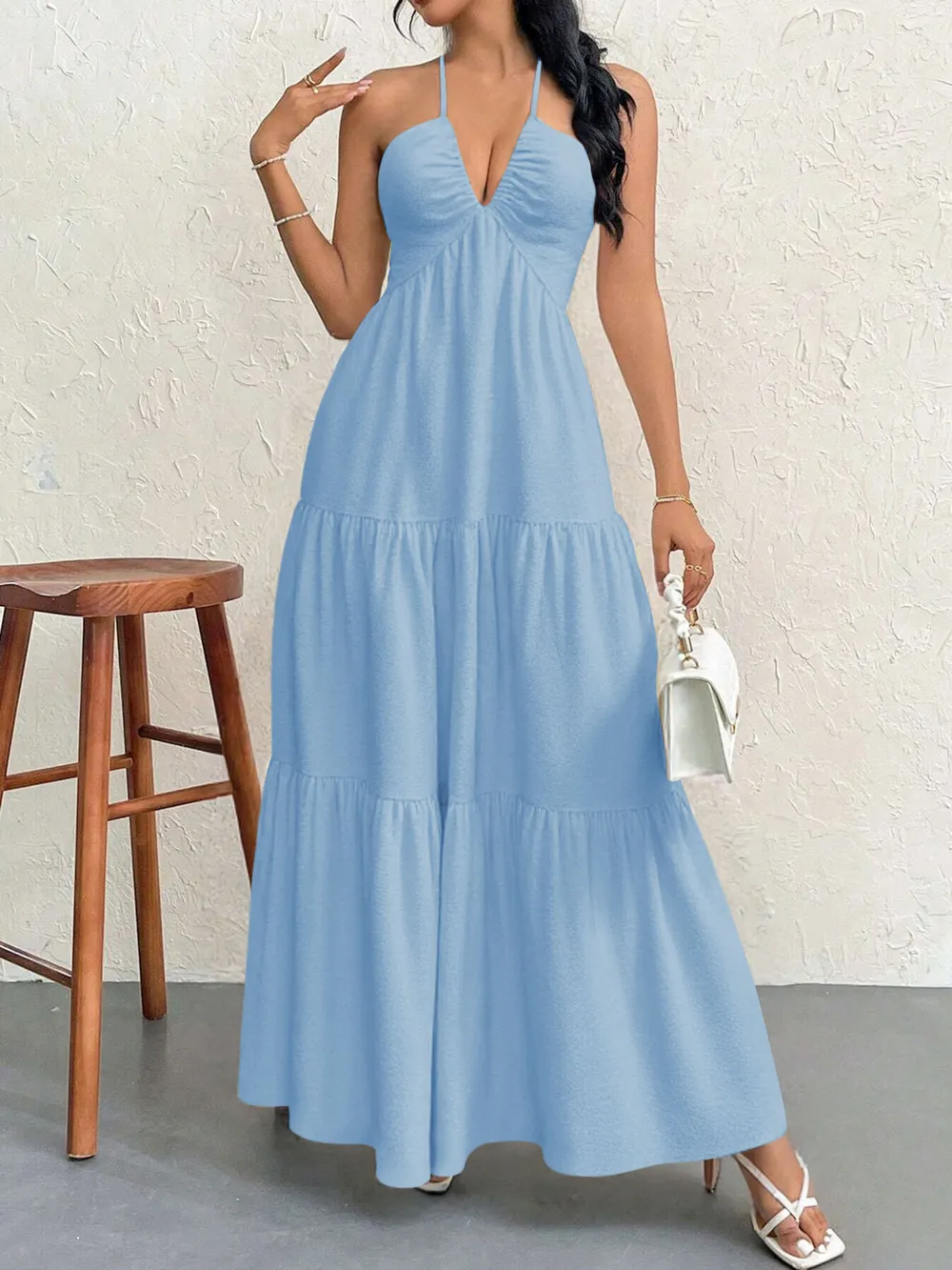 Halter Neck Tiered Maxi Dress, image 7