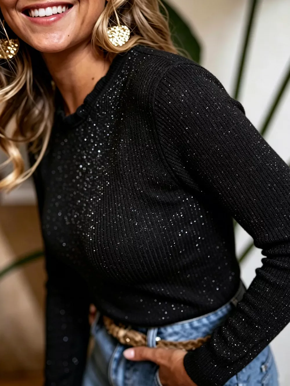 Ribbed Long Sleeve Knit Top, image 9