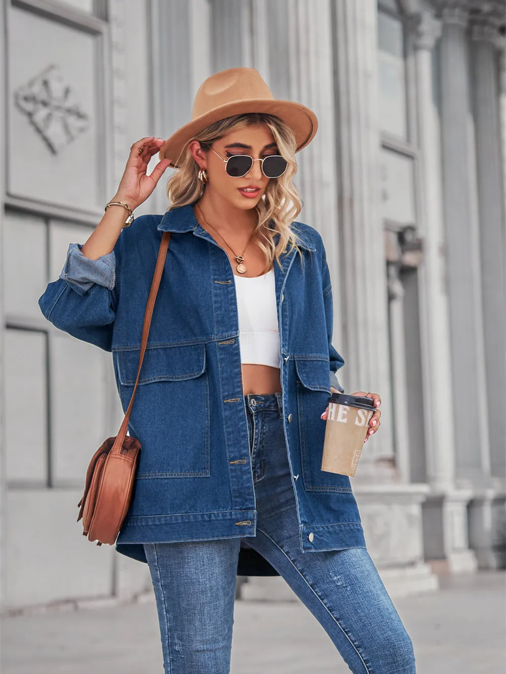 Button Up Long Sleeve Denim Jacket, image 12
