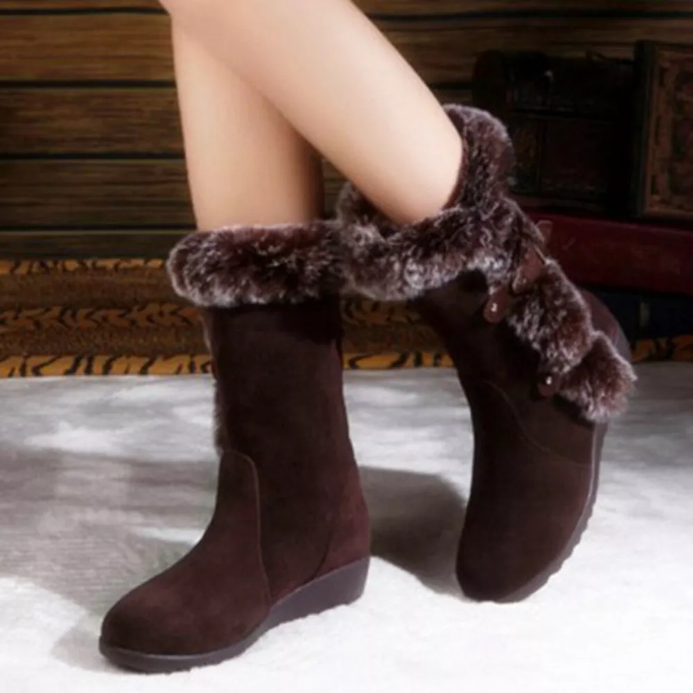 Fur Trim Round Toe Boots, image 6