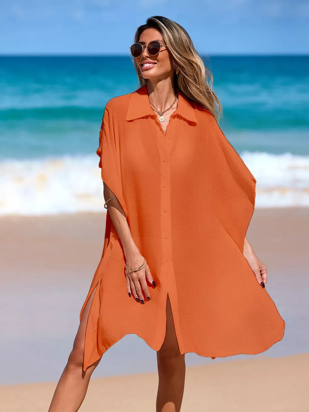 Relaxed Fit Button Up Cover-Up Dress, image 13