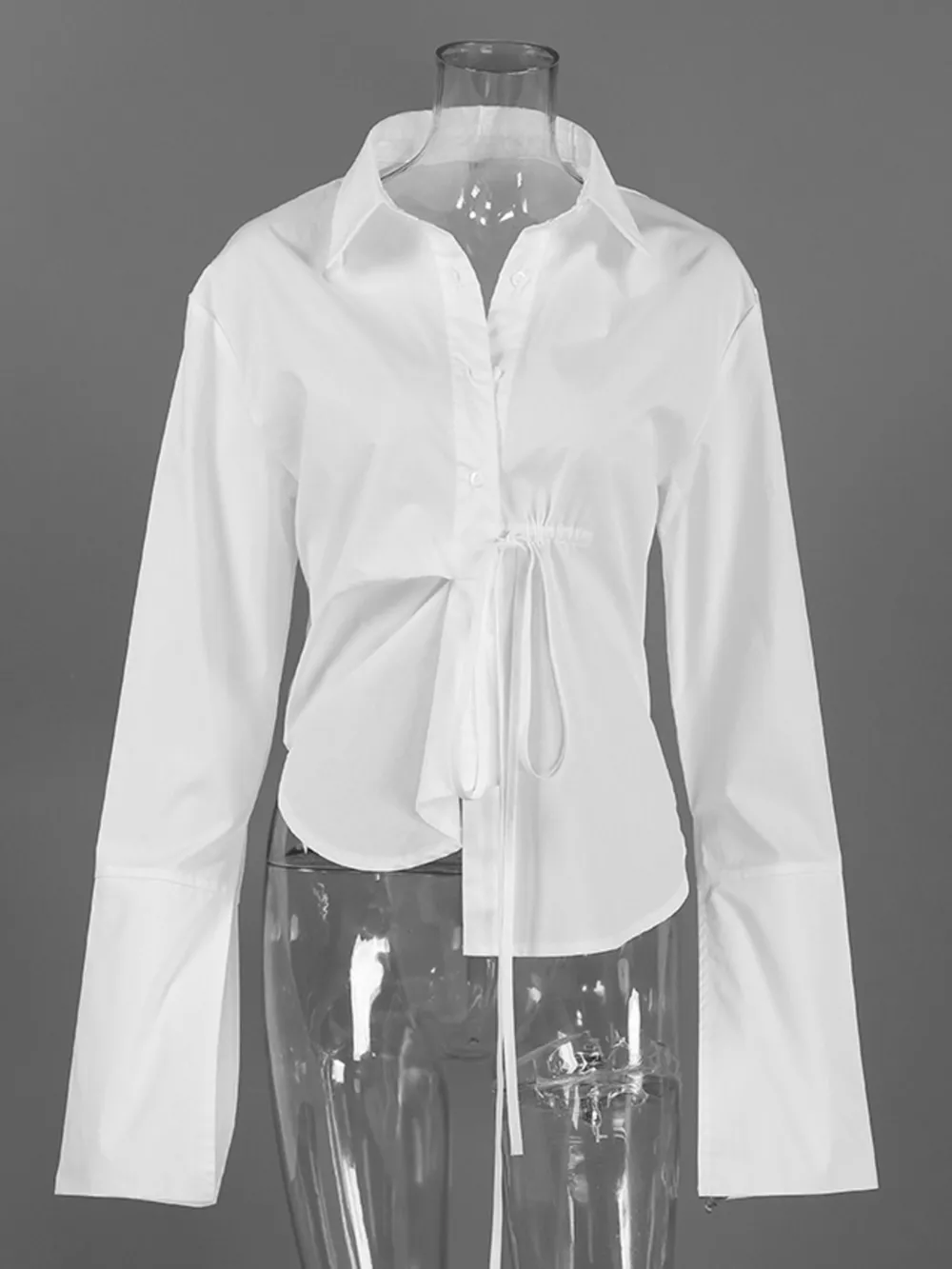 Tie-Waist Detail Wrap-Front Shirt, image 9