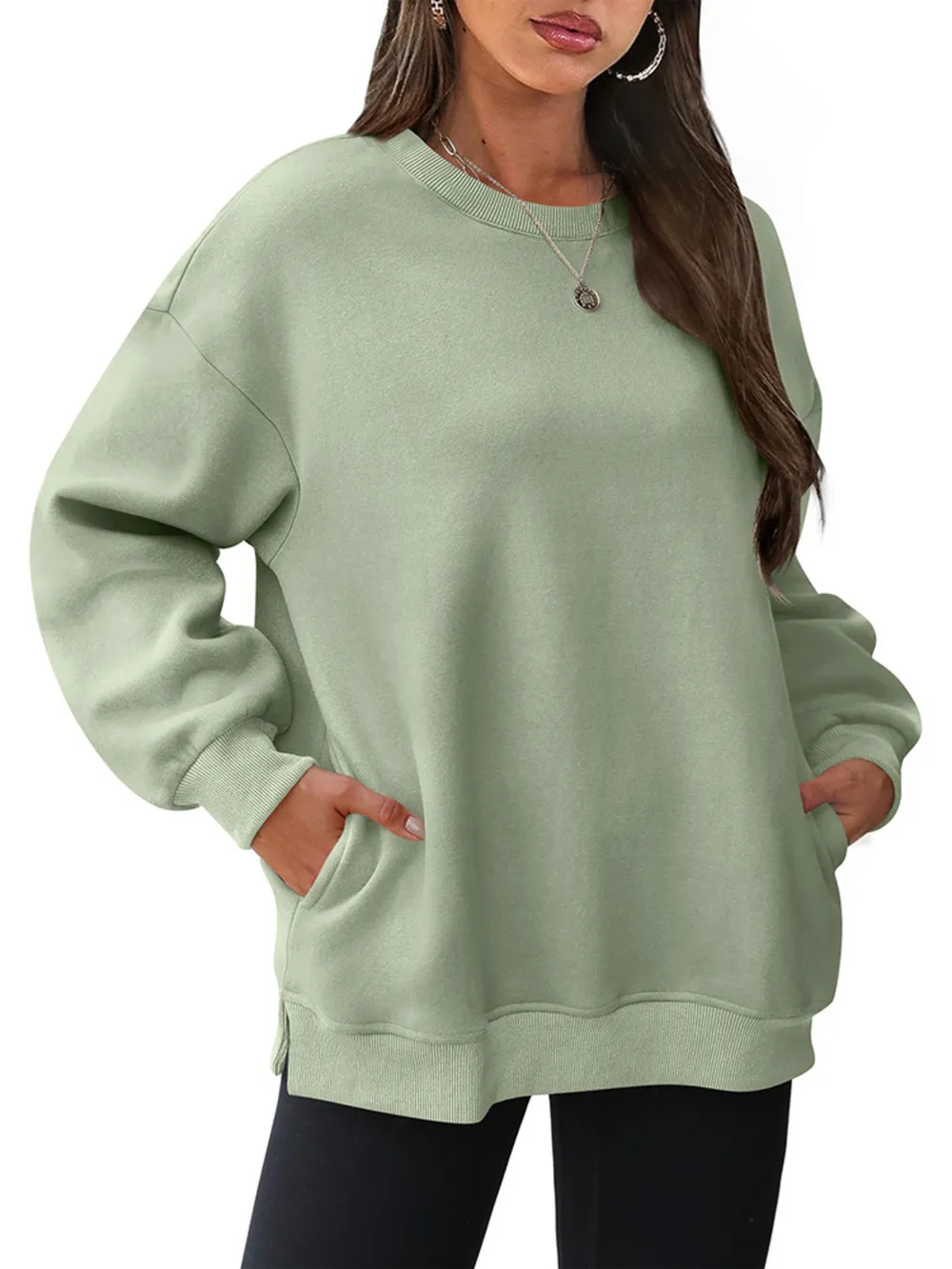 Oversized Long Sleeve Crewneck Sweatshirt, image 2