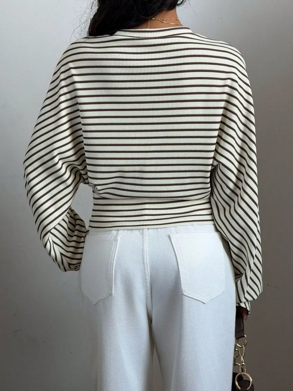 Casual Striped Batwing Sleeve T-Shirt, image 7