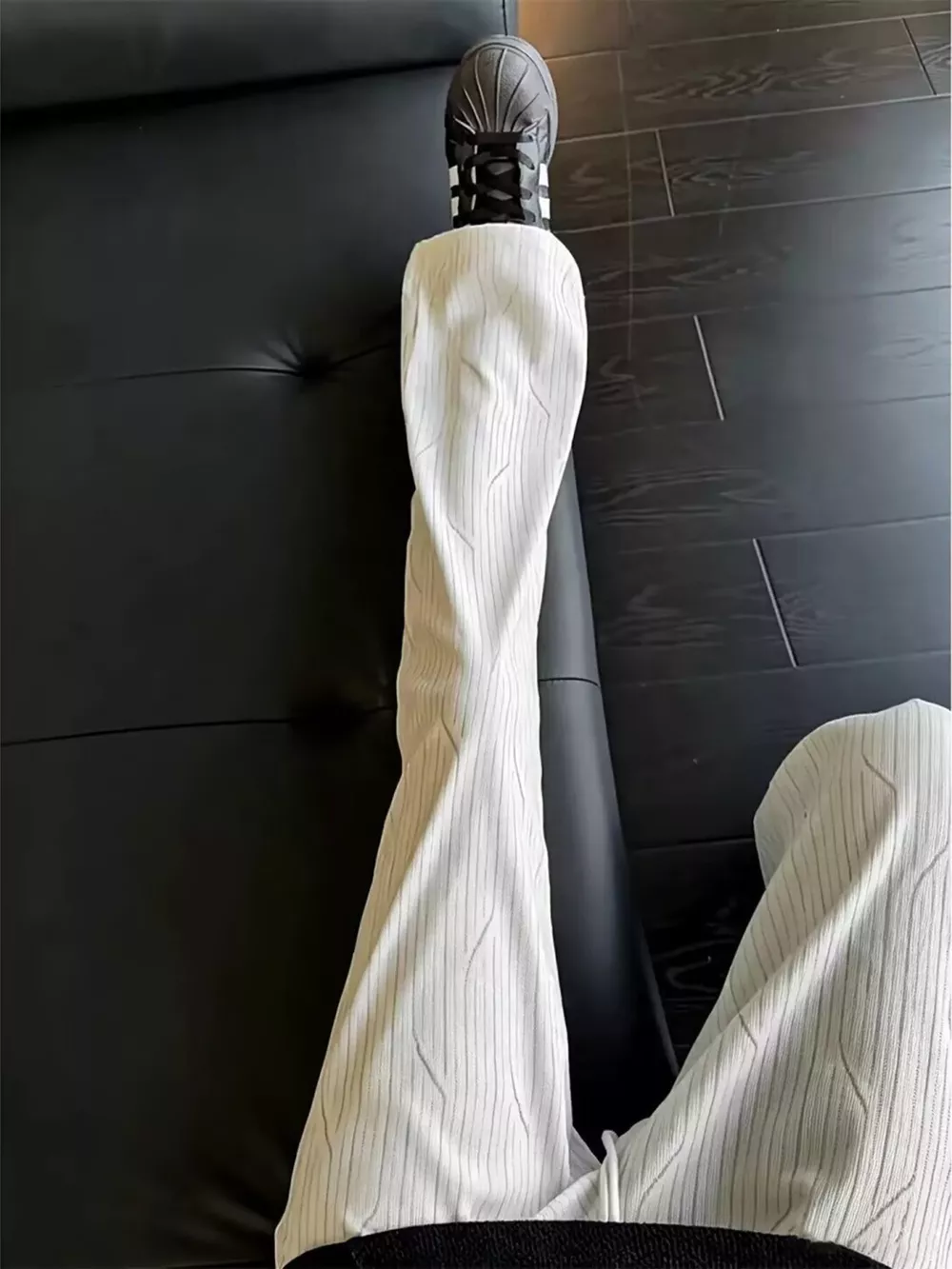 Men's Plus Size Wide-Leg Striped Casual Pants with Drawstring, image 2