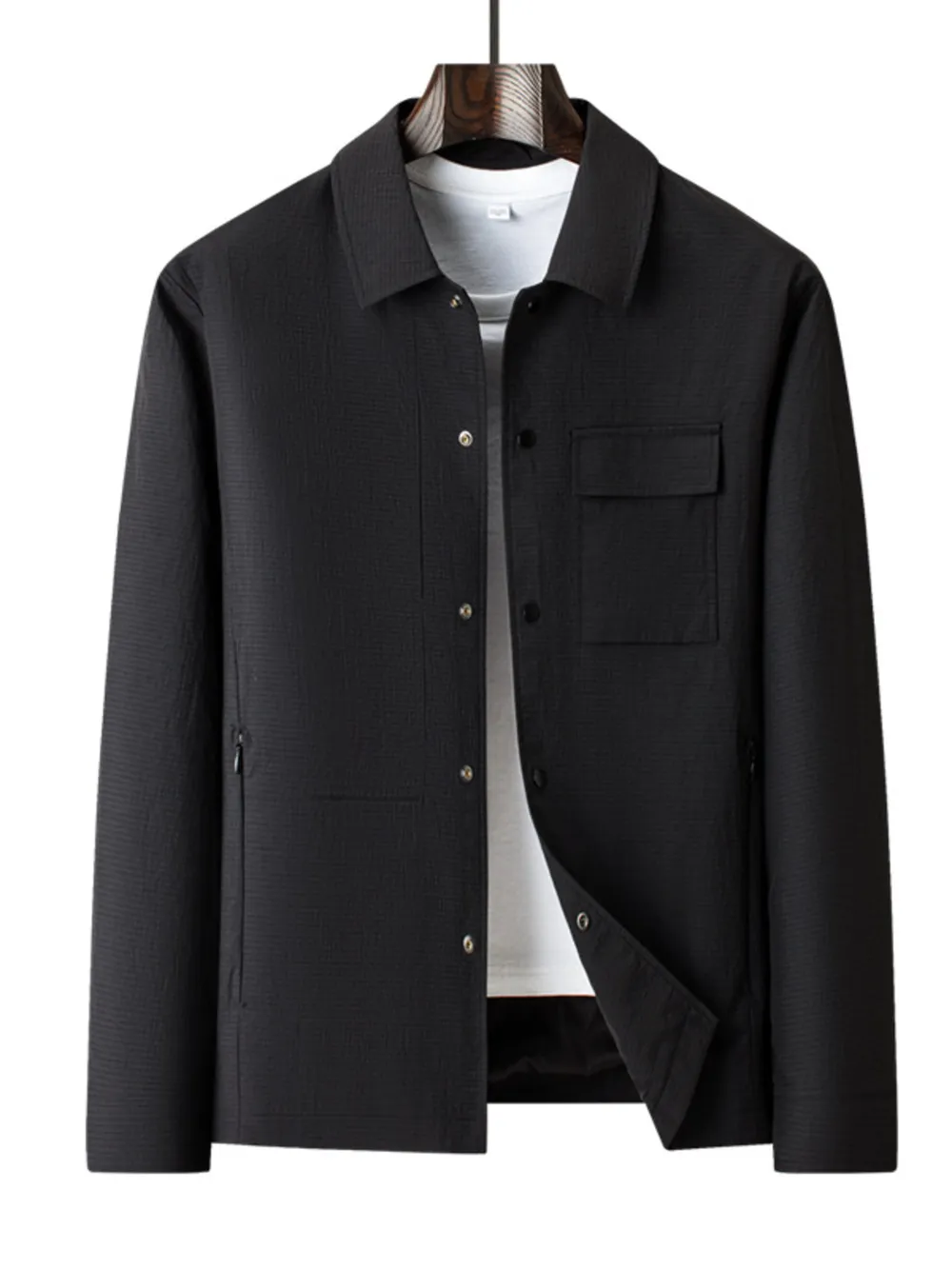 Men's Plus Size Snap Down Long Sleeve Jacket, image 4