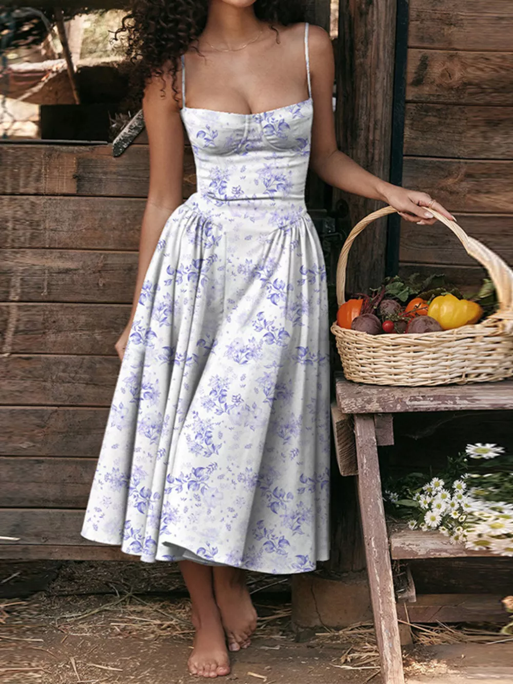 Sweetheart Neck Spaghetti Strap Midi Dress, image 33