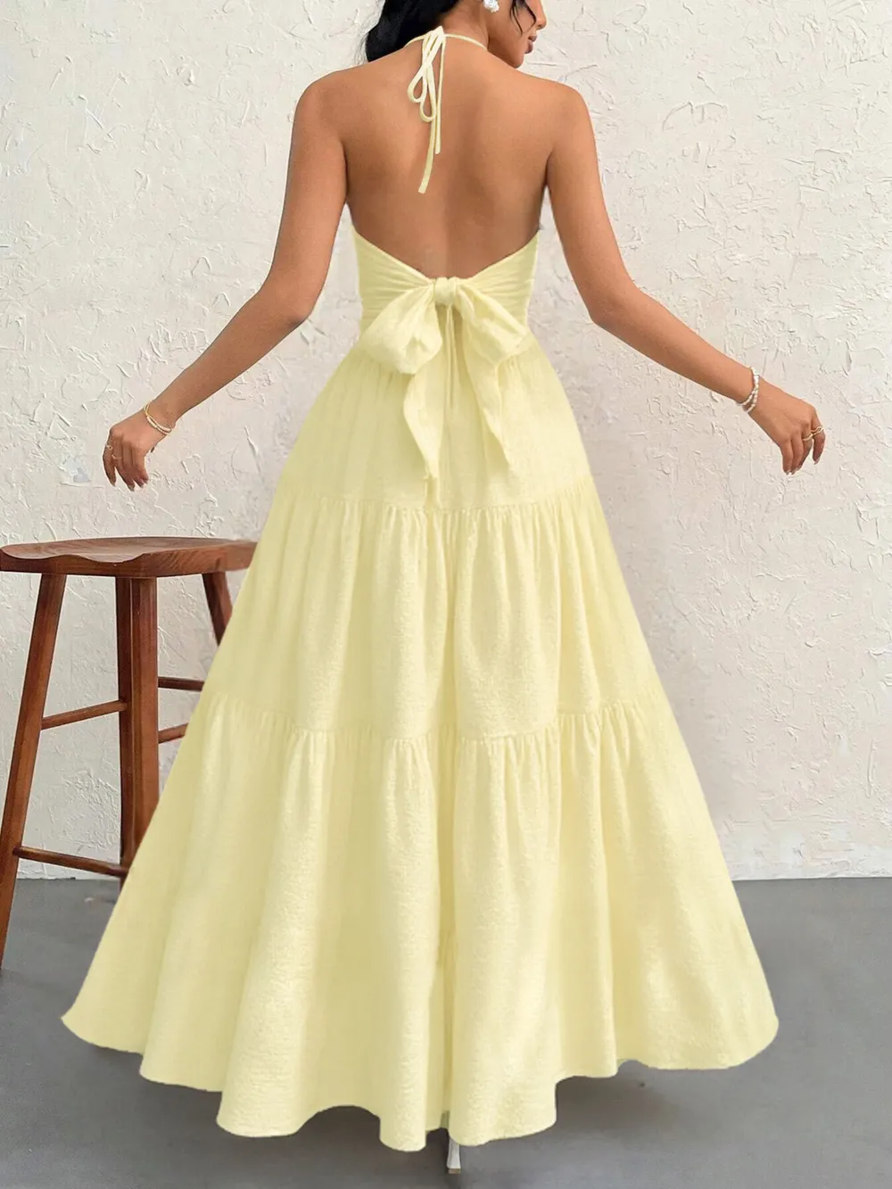 Halter Neck Tiered Maxi Dress, image 8