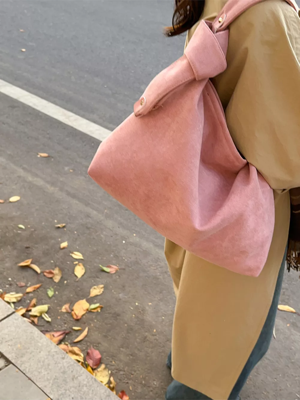 Suede Hobo Shoulder Bag, image 5
