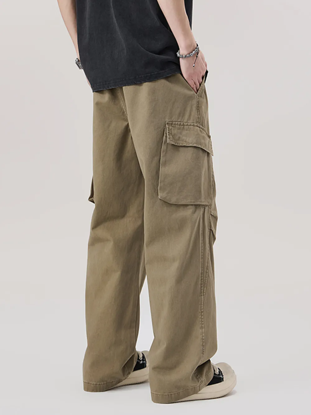 Men's Relaxed Fit Cargo Pants with Drawstring, image 2