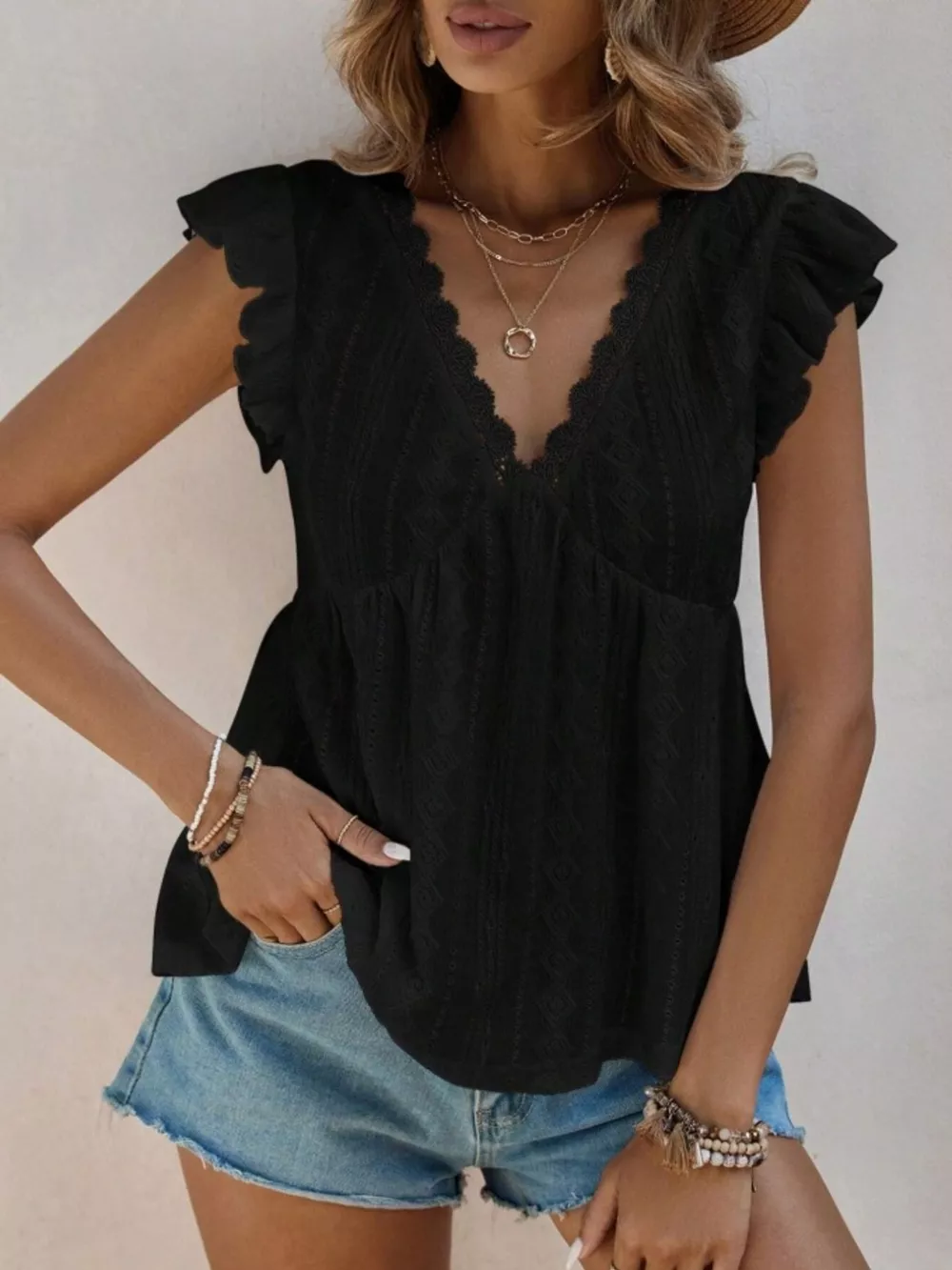 Ruffle Sleeve V-Neck Blouse, image 9