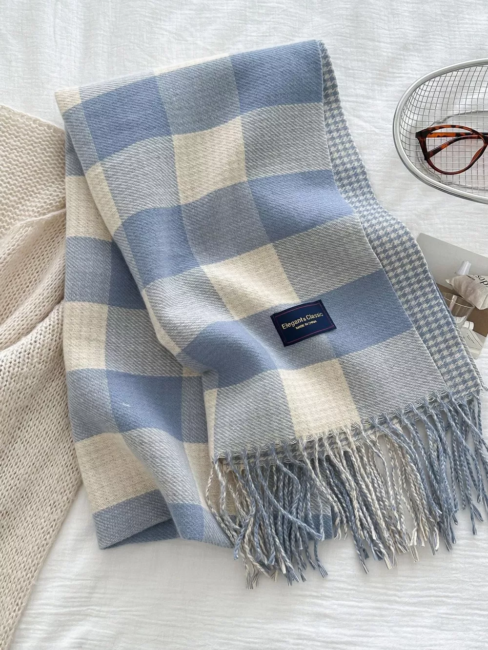 Plaid Tassel Winter Scarf, image 9