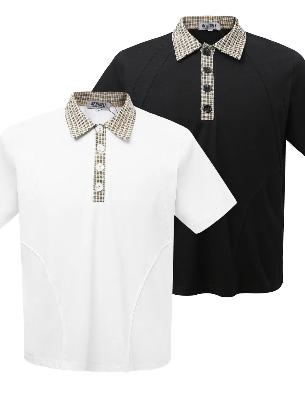 Men's Checkered Collar Accent Short Sleeve Polo, image 5