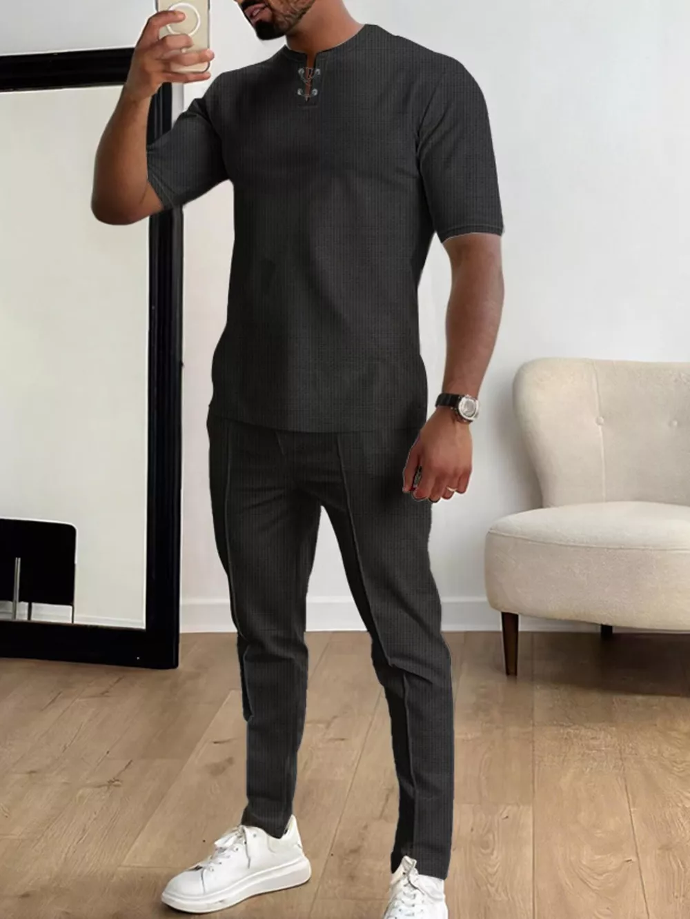 Men's Full Size Casual Short-Sleeve Top and Pants Set Plus Size, image 5