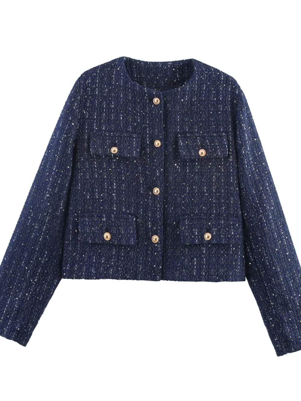 Tweed Button Up Cropped Outerwear, image 2