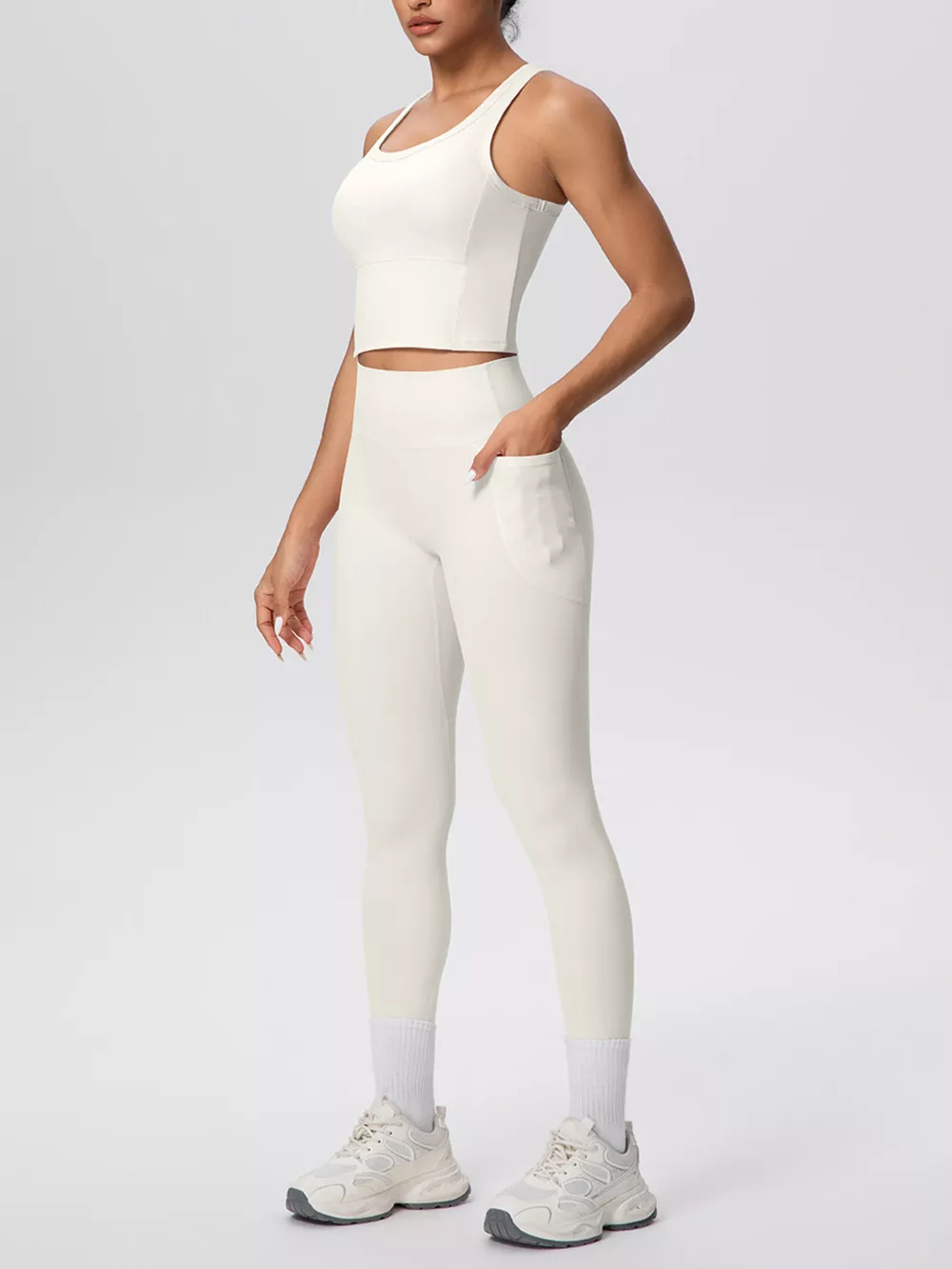 Scoop Neck Tank and High-Waisted Leggings Active Set, image 24