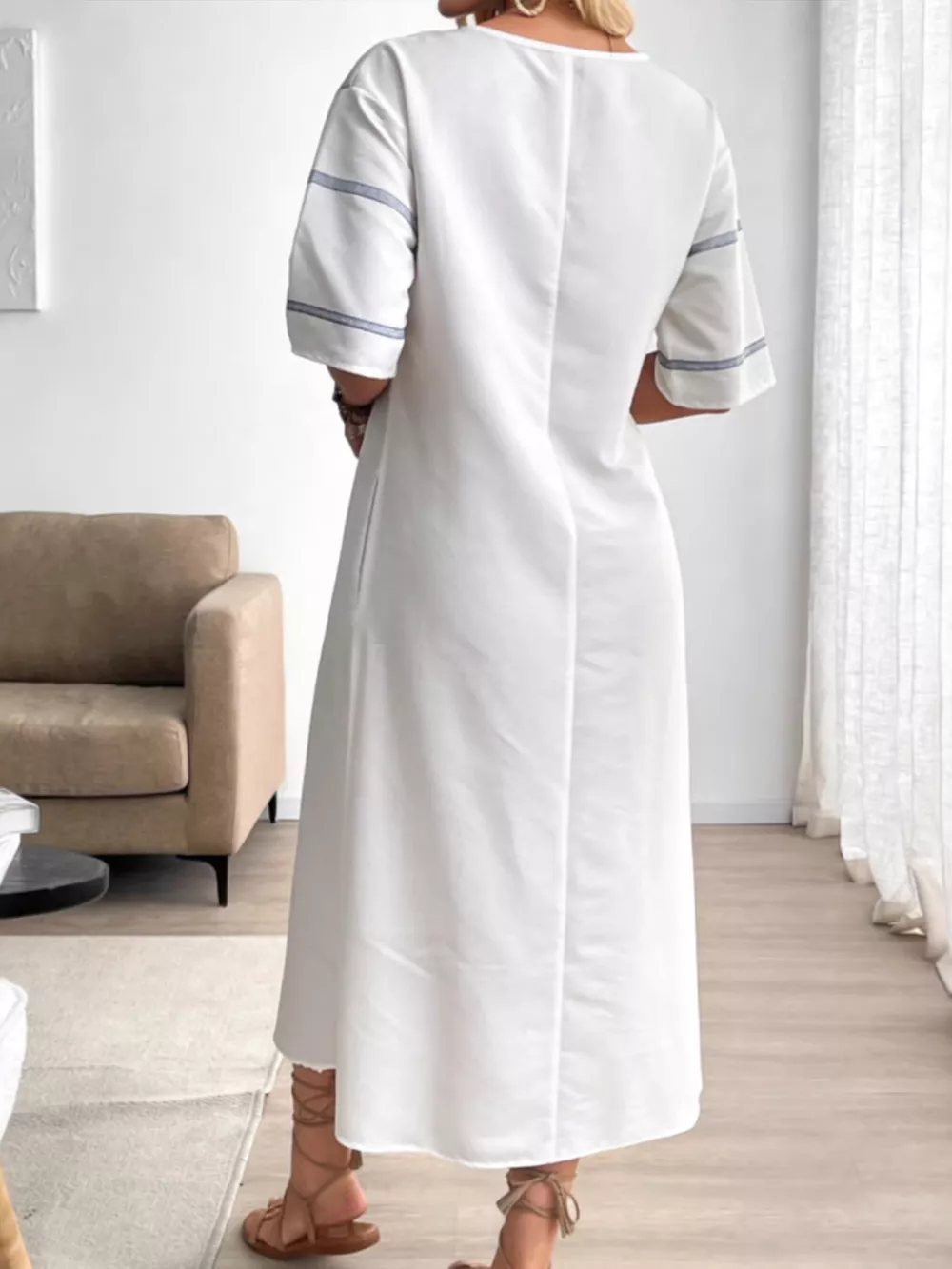 Striped V-Neck Maxi Dress, image 5