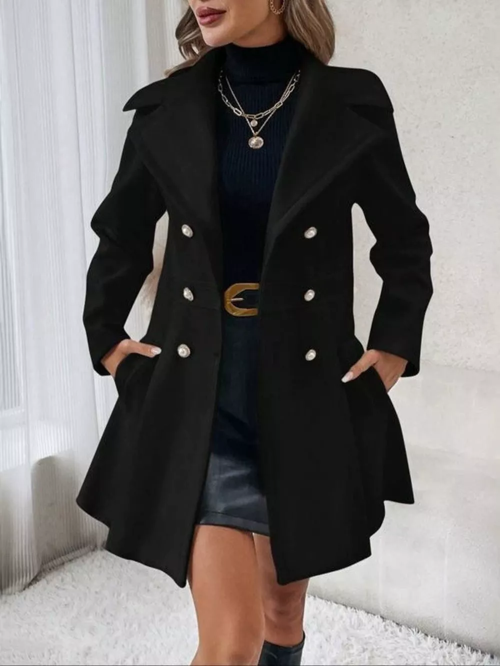 Double-Breasted Peplum Coat, image 5